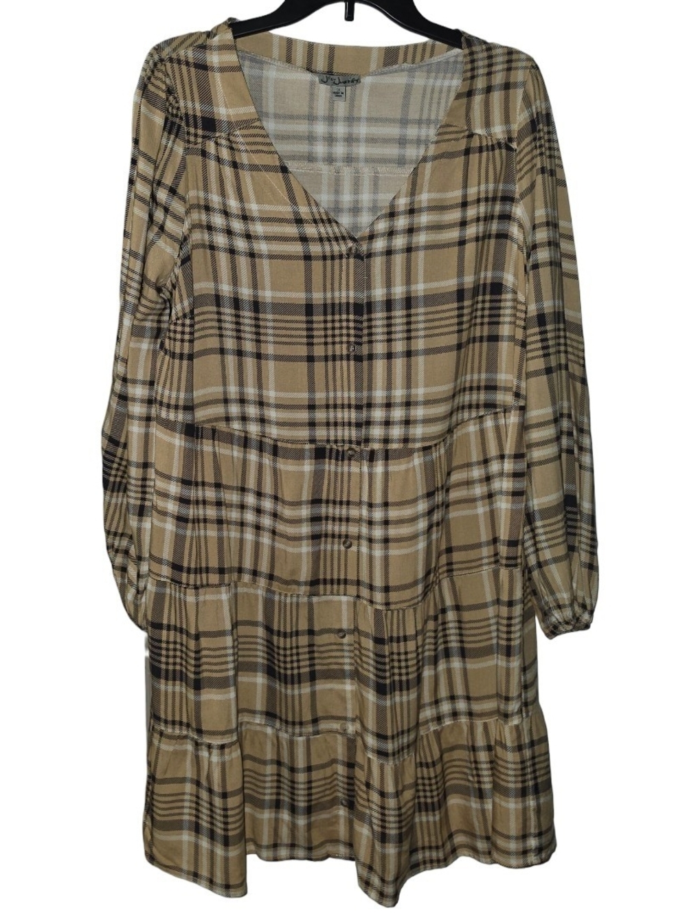 J for Justify Plaid Dress Long Sleeve 1X